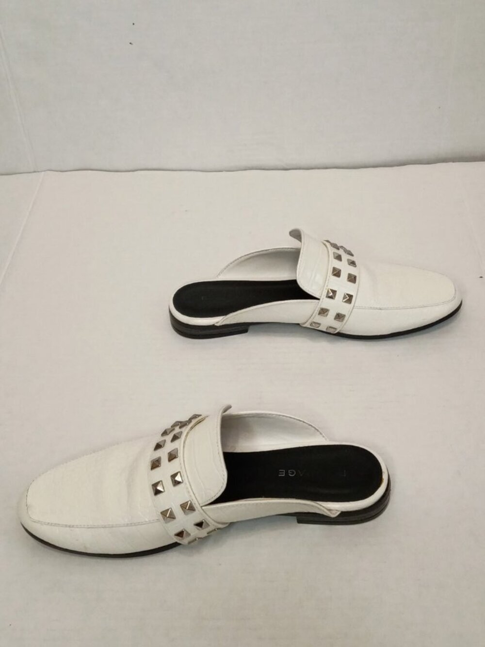 Rampage Brady White Studded Mule Loafer Flats Women’s 8.5M